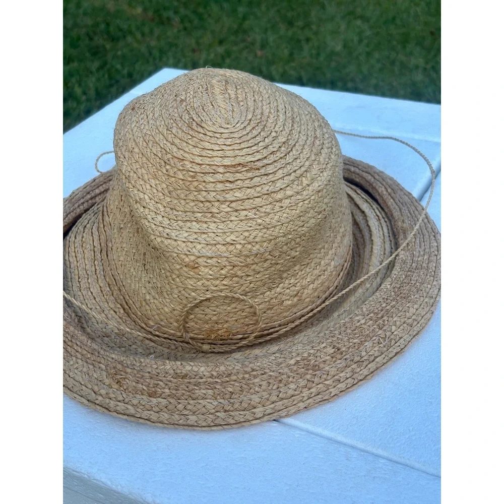 Scala Firenze Italy Natural Fiber Woven Straw Sun Hat Tan One Size Chin Strap
